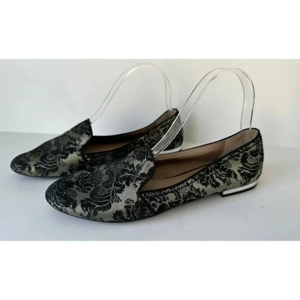 Franco Sarto smoking loafers Black Jacquard Print size 8 M